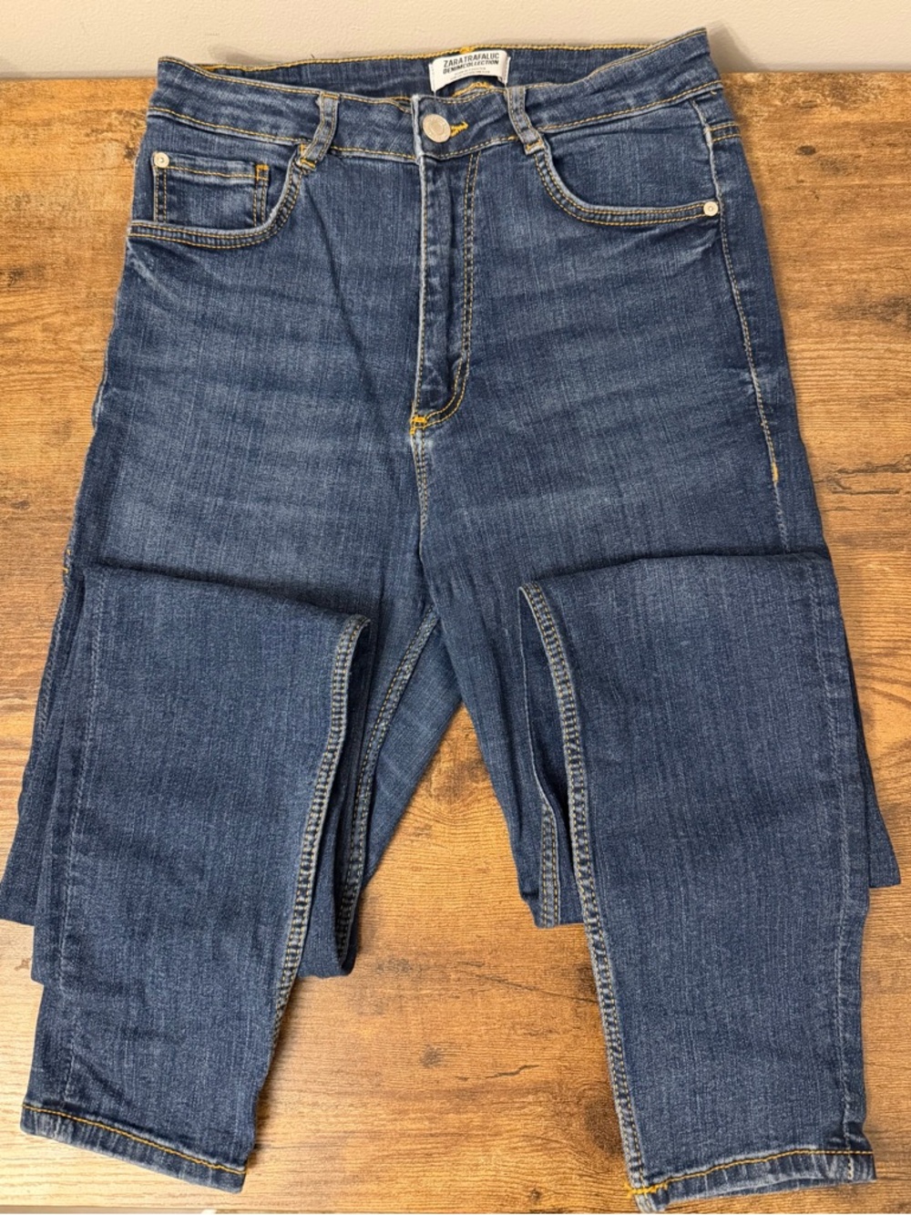 Zara Women High Rise Dark Indigo Skinny Jeans